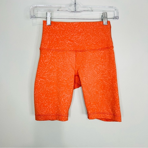 Lululemon Wunder Train high rise Orange Athletic Shorts printed size 4 - Picture 2 of 6